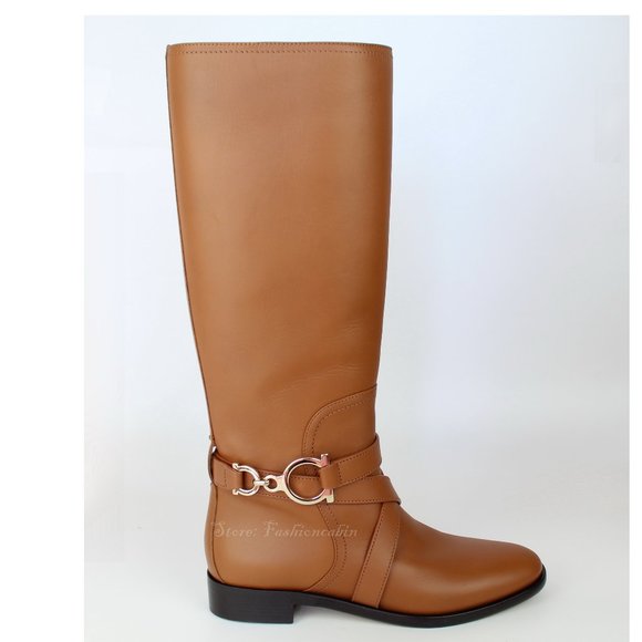 New Salvatore Ferragamo Tall Leather Boot | Classic Riding Style for Fall & Work - Picture 4 of 16